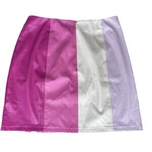 Mainstrip faux leather mini skirt size M Pastel Lavender Pink White
